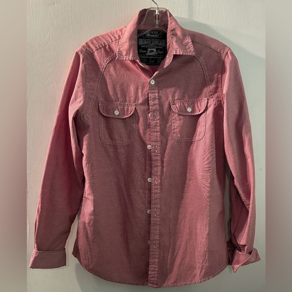 Broken Threads Men's Casual Red Button-Down Shirt Size S